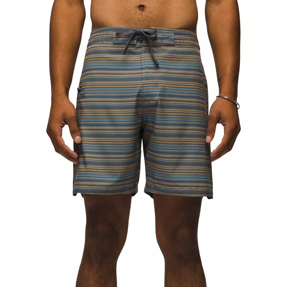 Prana Shorts Men's 34 Flint‎ Clean Stripe Fenton 9 Inch Boardshort